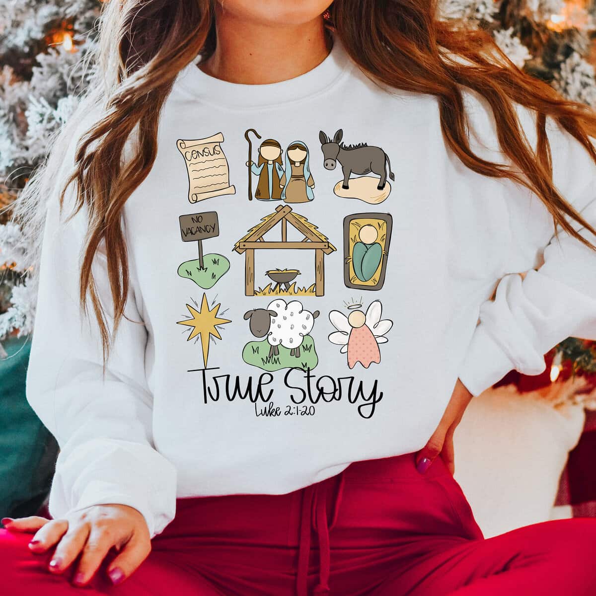 True Story Faith Based Christmas Nativity Story Jesus Holly Night T-Shirt