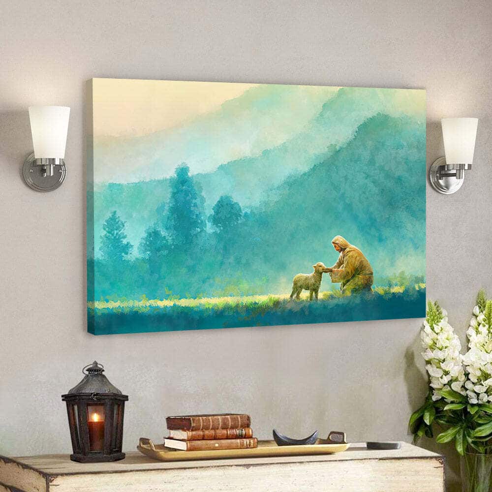Little One Jesus And Lamb Religious Canvas Wall Art For Christian Little One Jesus And Lamb Religious Canvas Wall Art For Christian