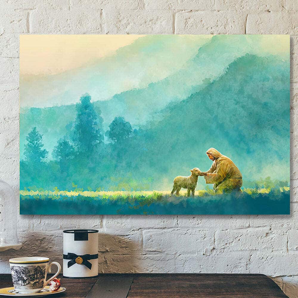 Little One Jesus And Lamb Religious Canvas Wall Art For Christian Little One Jesus And Lamb Religious Canvas Wall Art For Christian