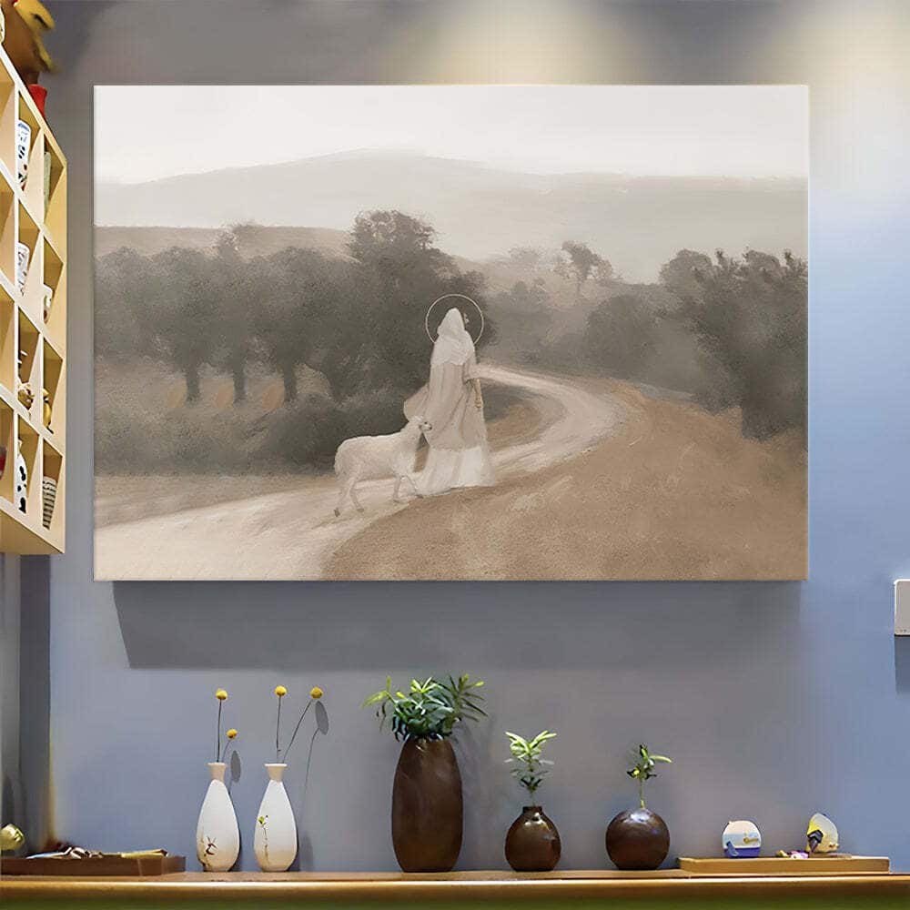 Jesus Christ With The Lamb Lord I Will Follow Thee Canvas Wall Art Jesus Christ With The Lamb Lord I Will Follow Thee Canvas Wall Art