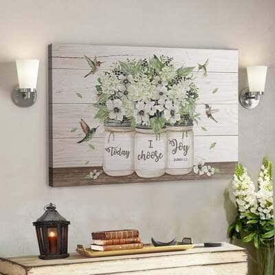 Bible Verse Flower And Hummingbird Today I Choose Joy Canvas Wall Art Bible Verse Flower And Hummingbird Today I Choose Joy Canvas Wall Art