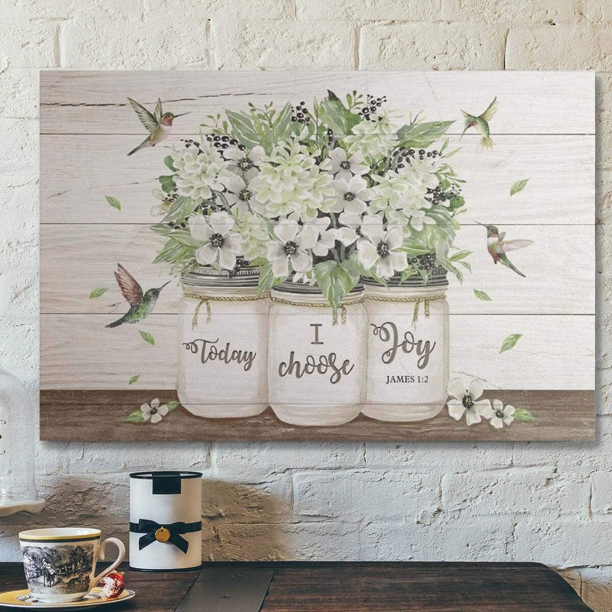 Bible Verse Flower And Hummingbird Today I Choose Joy Canvas Wall Art Bible Verse Flower And Hummingbird Today I Choose Joy Canvas Wall Art