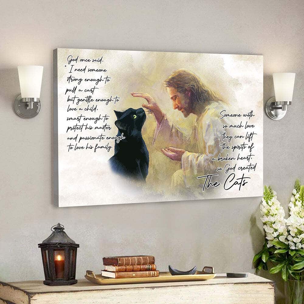 Jesus And The Cat God Once Said Scripture Bible Verse Painting Canvas Wall Art Jesus And The Cat God Once Said Scripture Bible Verse Painting Canvas Wall Art