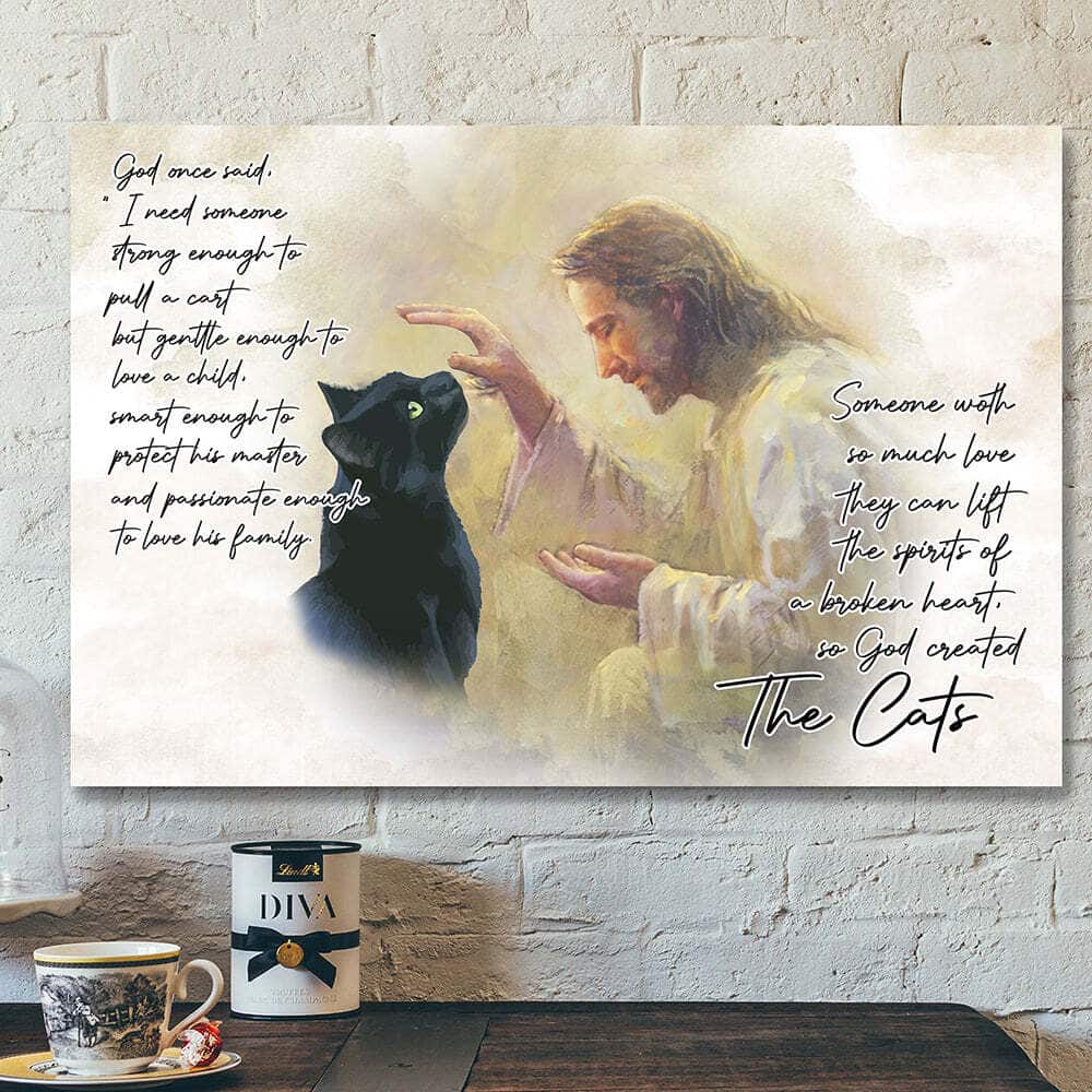 Jesus And The Cat God Once Said Scripture Bible Verse Painting Canvas Wall Art Jesus And The Cat God Once Said Scripture Bible Verse Painting Canvas Wall Art