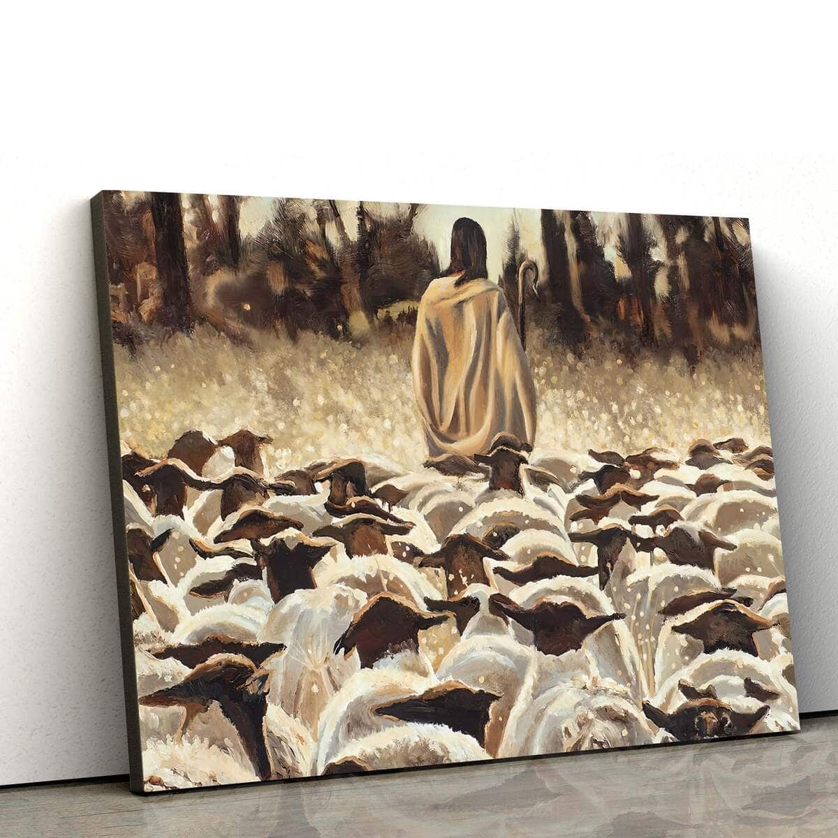 Jesus Leading A Flock Of Sheep Be Ye Followers Of Me Jesus Christ Christian Canvas Wall Art Jesus Leading A Flock Of Sheep Be Ye Followers Of Me Jesus Christ Christian Canvas Wall Art