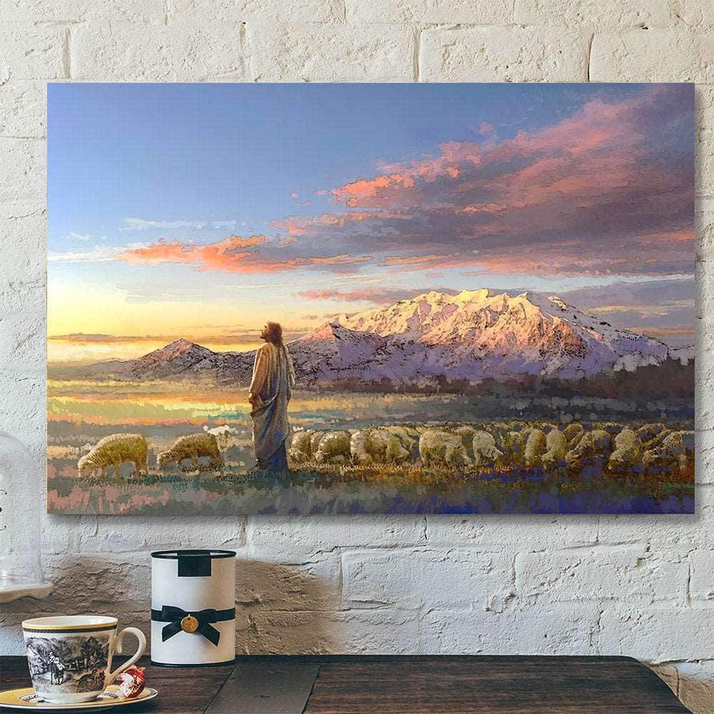All His Majesty Jesus Christ With His Flock Of Sheep Canvas Wall Art All His Majesty Jesus Christ With His Flock Of Sheep Canvas Wall Art