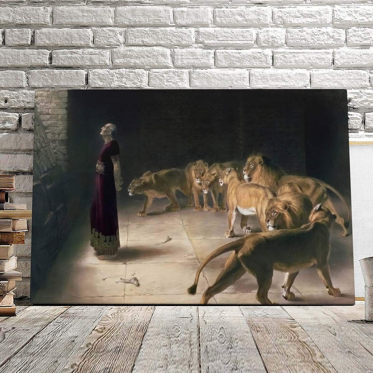 Lions Den Jesus Christ Faith Canvas Wall Art For Christian Lions Den Jesus Christ Faith Canvas Wall Art For Christian