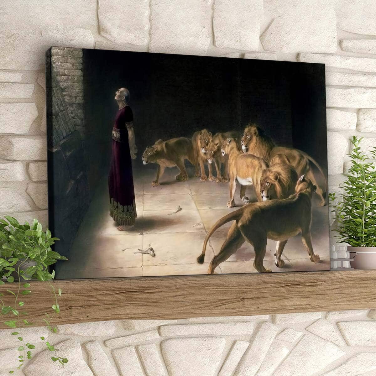 Lions Den Jesus Christ Faith Canvas Wall Art For Christian Lions Den Jesus Christ Faith Canvas Wall Art For Christian