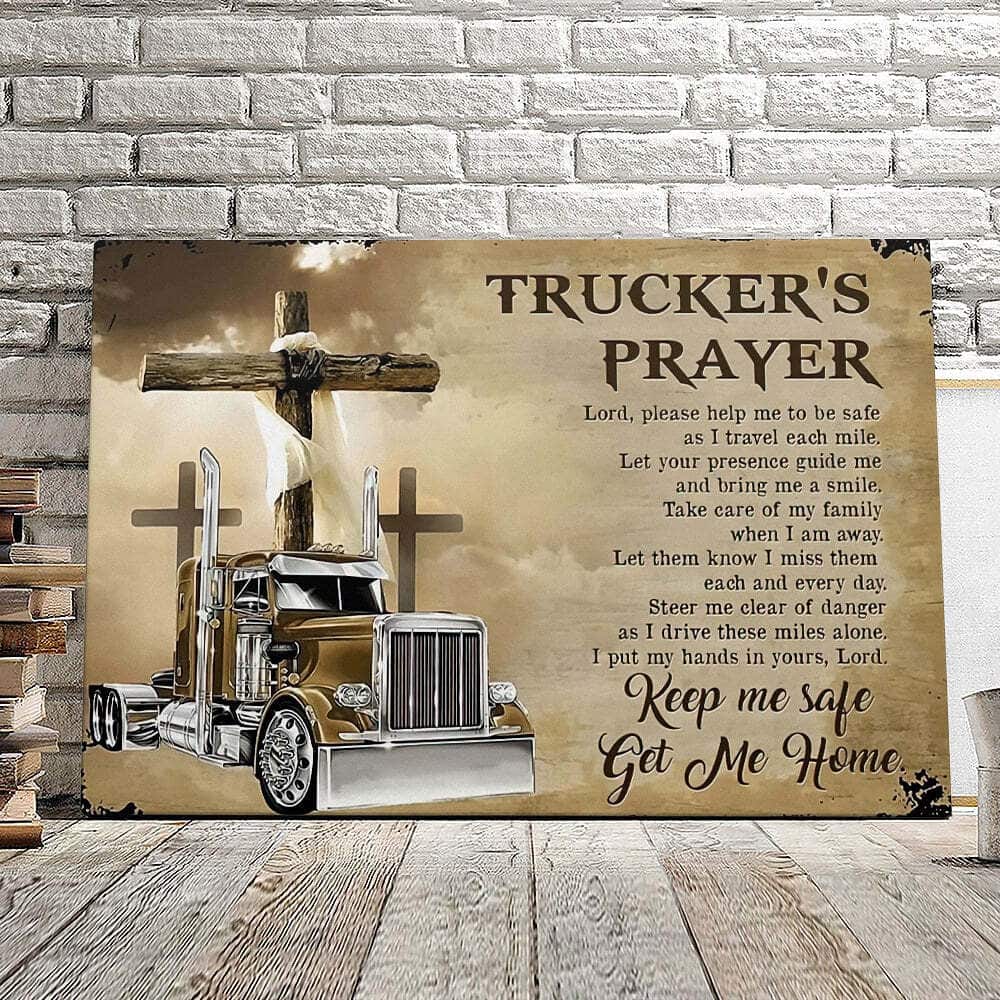 Trucker's Prayer Cross Faith Bible Verse Keep Me Safe Get Me Home Canvas Wall Art Trucker's Prayer Cross Faith Bible Verse Keep Me Safe Get Me Home Canvas Wall Art
