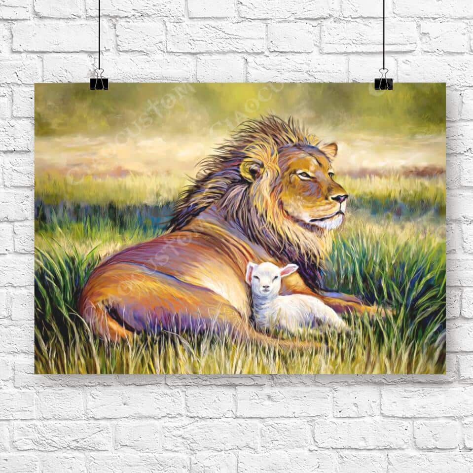 Lion And Lamb Christian Jesus Faith Natural Religious Canvas Wall Art Lion And Lamb Christian Jesus Faith Natural Religious Canvas Wall Art
