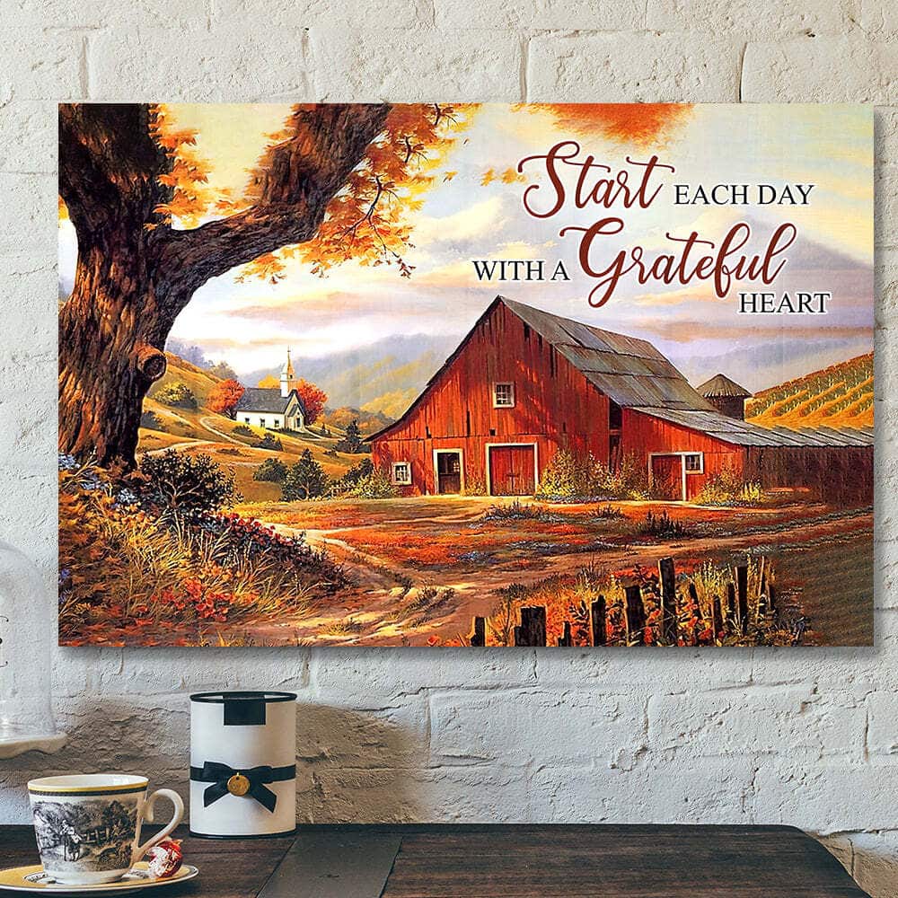 Start Each Day With A Grateful Heart Bible Verse Scripture Canvas Wall Art Start Each Day With A Grateful Heart Bible Verse Scripture Canvas Wall Art