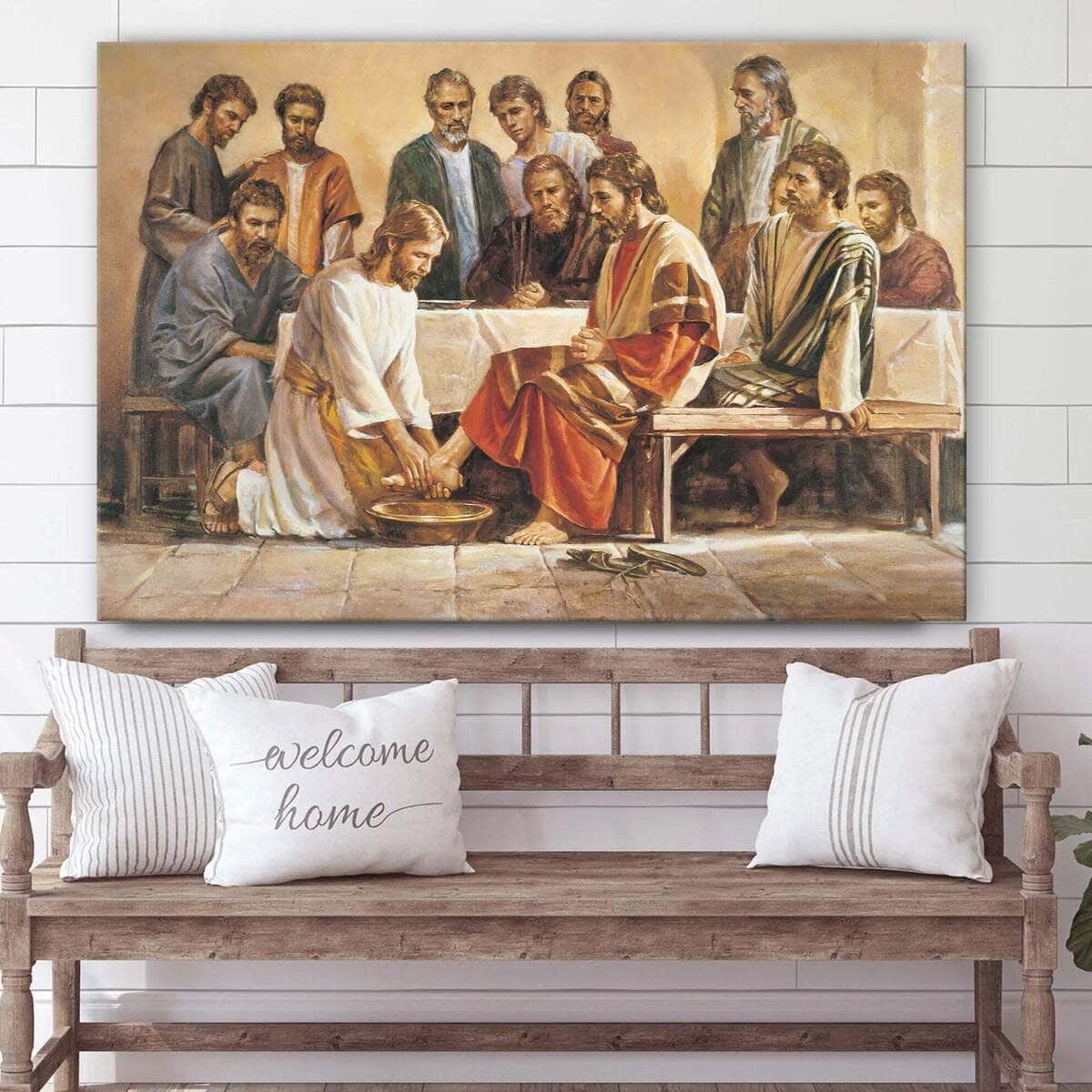 Jesus Washing The Feet Of The Apostles Christian Canvas Wall Art