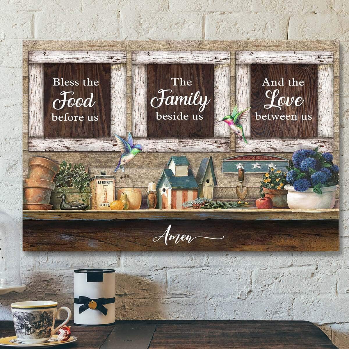 Jesus God Bless The Food Before Us The Family Beside Us And The Love Between Us Canvas Wall Art Jesus God Bless The Food Before Us The Family Beside Us And The Love Between Us Canvas Wall Art