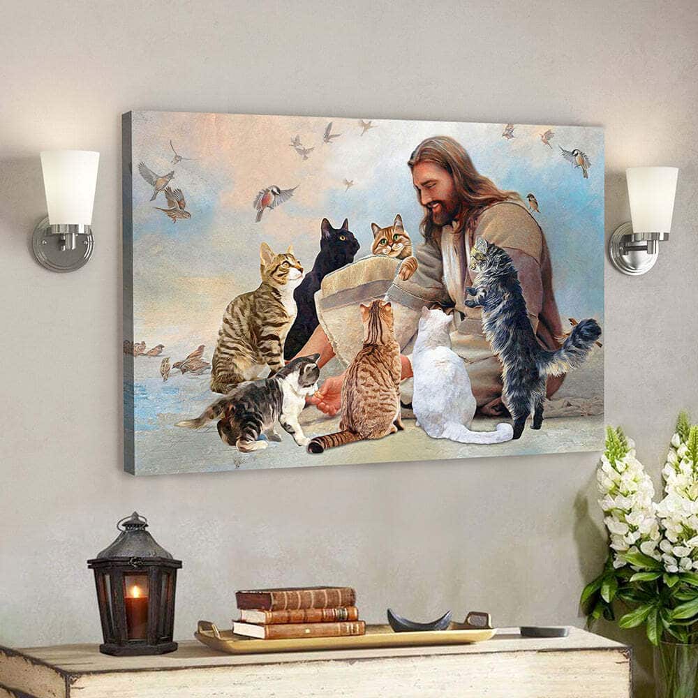 Scripture Christian Bible Verse Jesus And Cats Canvas Wall Art Scripture Christian Bible Verse Jesus And Cats Canvas Wall Art