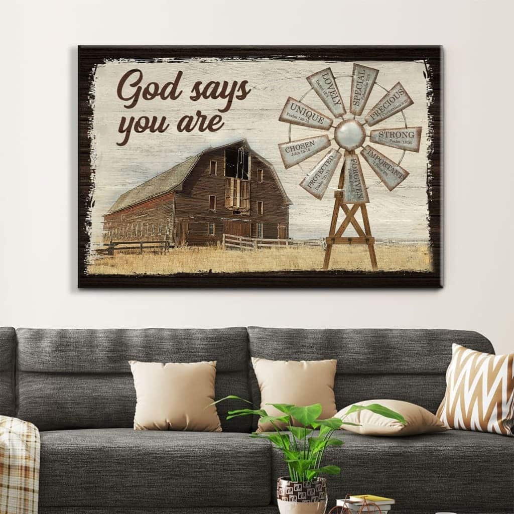 God Says You Are Farmhouse Windmill Christian Religious Canvas Wall Art God Says You Are Farmhouse Windmill Christian Religious Canvas Wall Art
