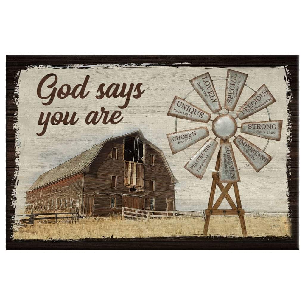 God Says You Are Farmhouse Windmill Christian Religious Canvas Wall Art God Says You Are Farmhouse Windmill Christian Religious Canvas Wall Art