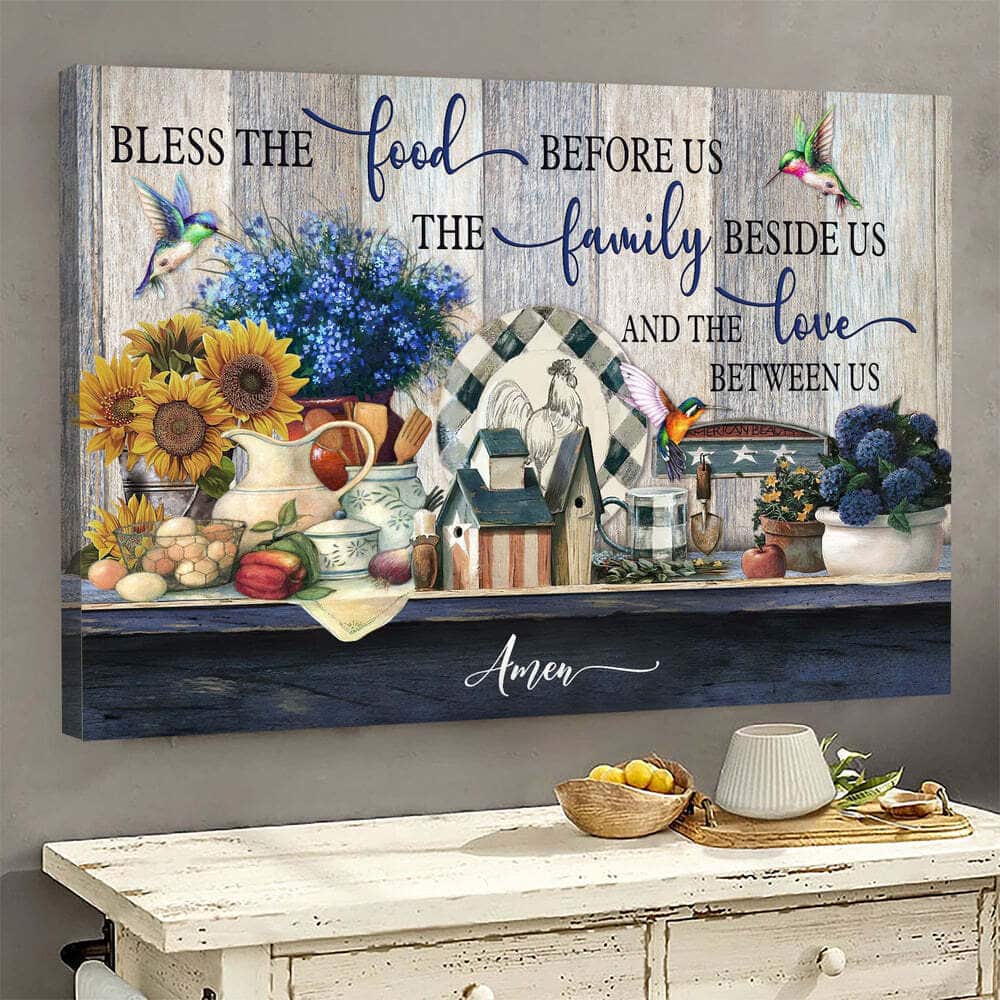 Kitchen Painting Blue Flower Jesus Bless The Food Before Us Jesus Christian Canvas Wall Art Kitchen Painting Blue Flower Jesus Bless The Food Before Us Jesus Christian Canvas Wall Art