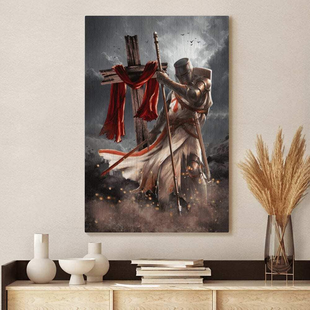 Knight Templar And Cross Jesus Christian Religious Canvas Wall Art Knight Templar And Cross Jesus Christian Religious Canvas Wall Art
