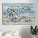 Blue Ocean Pretty Daisy Vase Sea Turtle Light House Albatross Just Breathe Christian Canvas Wall Art