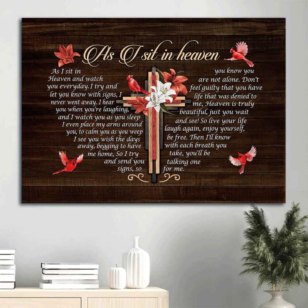 Big Cross Lily Flower Painting Red Cardinal As I Sit In Heaven Christian Canvas Wall Art Big Cross Lily Flower Painting Red Cardinal As I Sit In Heaven Christian Canvas Wall Art