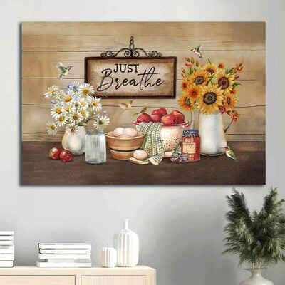Beautiful Daisy Pretty Kitchen Vintage Sign Hummingbird Just Breathe Christian Canvas Wall Art Beautiful Daisy Pretty Kitchen Vintage Sign Hummingbird Just Breathe Christian Canvas Wall Art