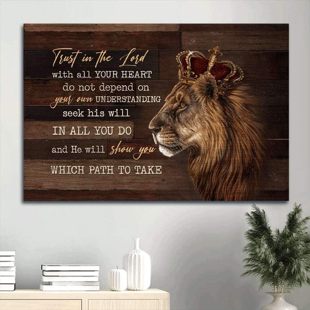 Amazing Lion Luxury Crown Trust In The Lord With All Your Heart Christian Canvas Wall Art Amazing Lion Luxury Crown Trust In The Lord With All Your Heart Christian Canvas Wall Art