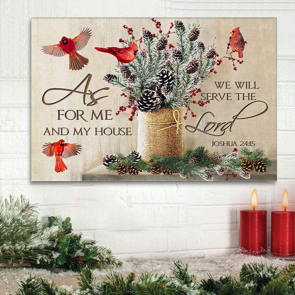 As For Me And My House Christmas Bible Verse Religious Canvas Wall Art