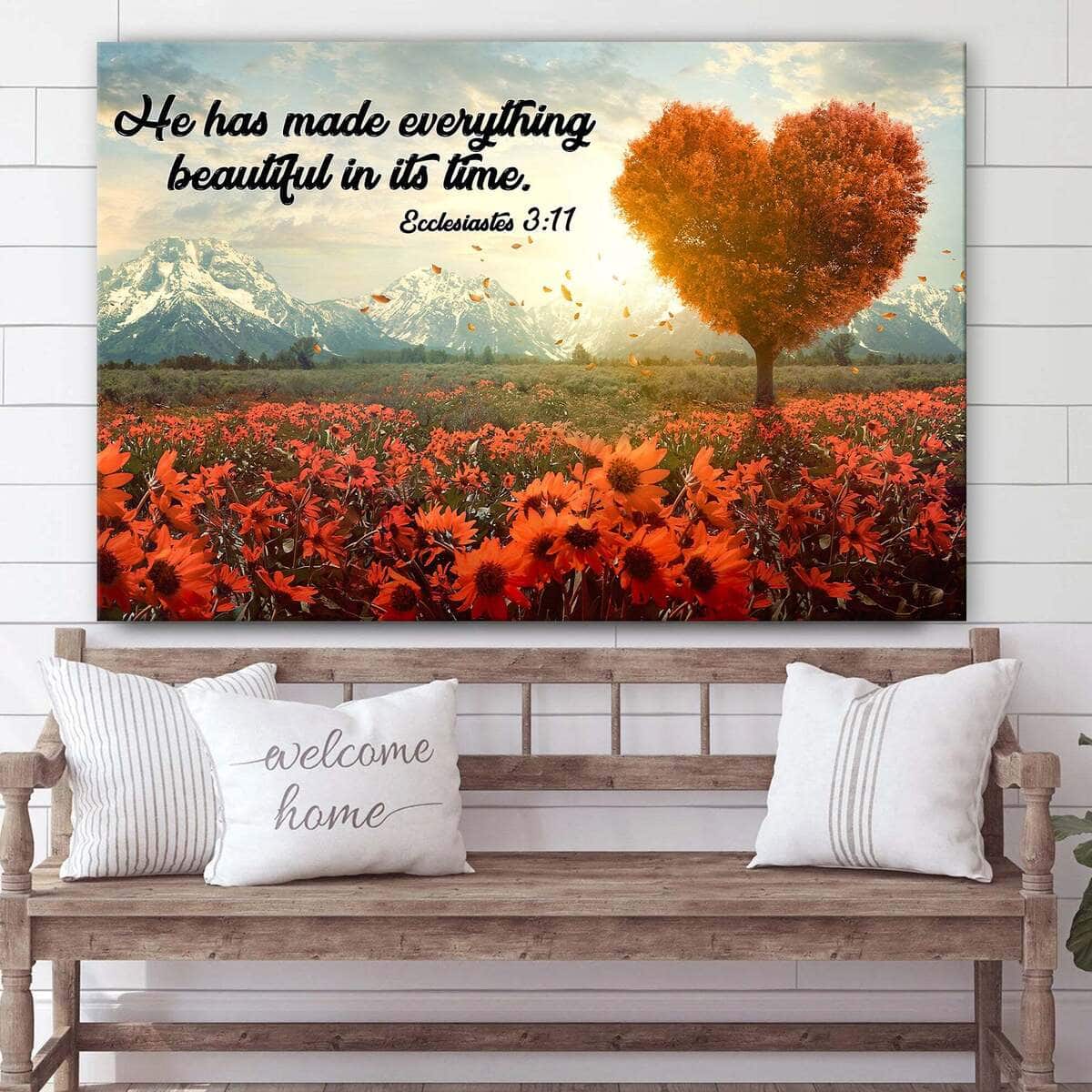 He Has Made Everything Beautiful In Its Time Ecclesiastes 3:11 Religious Canvas Wall Art He Has Made Everything Beautiful In Its Time Ecclesiastes 3:11 Religious Canvas Wall Art
