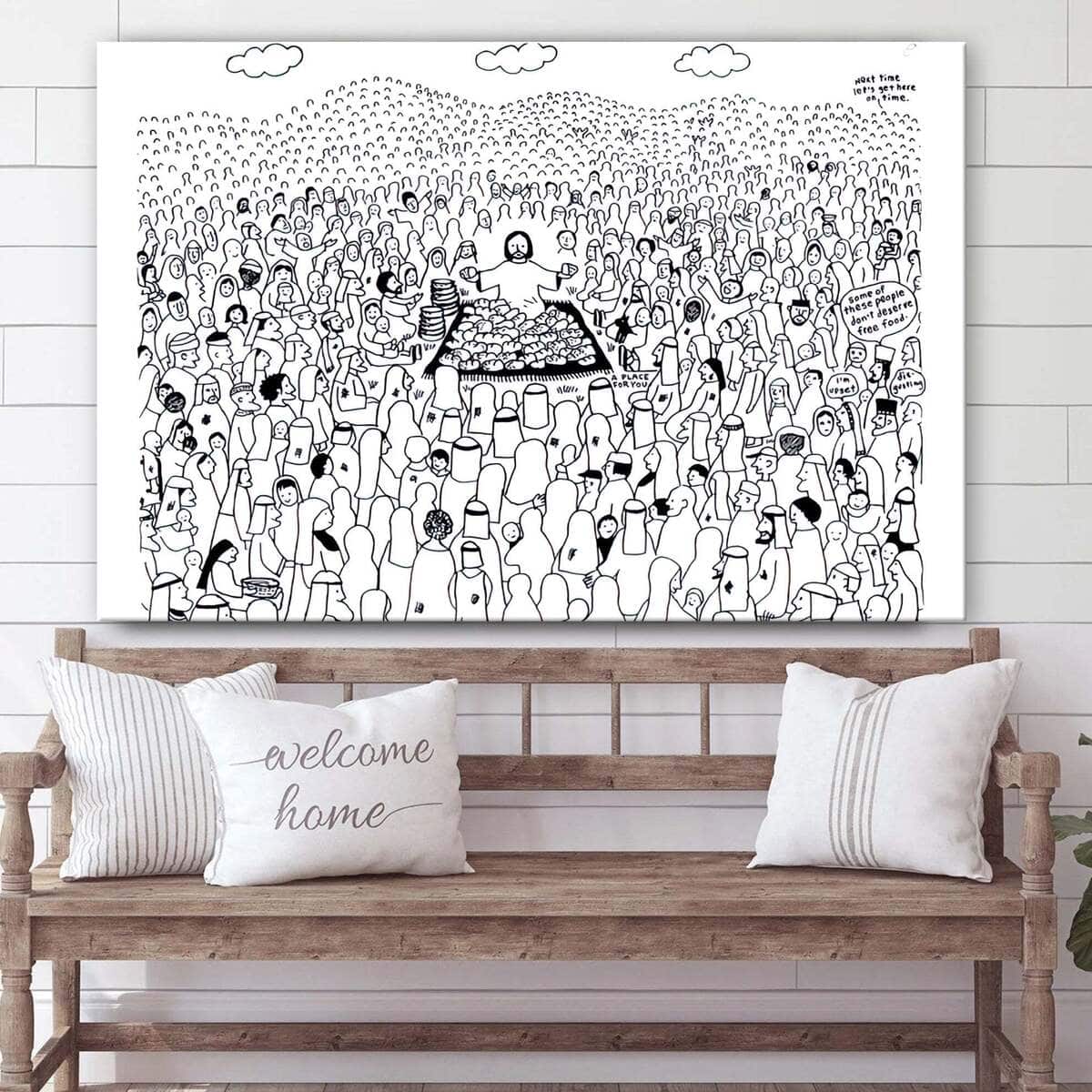 Feeding Of The 5000 Christian Religious Canvas Wall Art Feeding Of The 5000 Christian Religious Canvas Wall Art