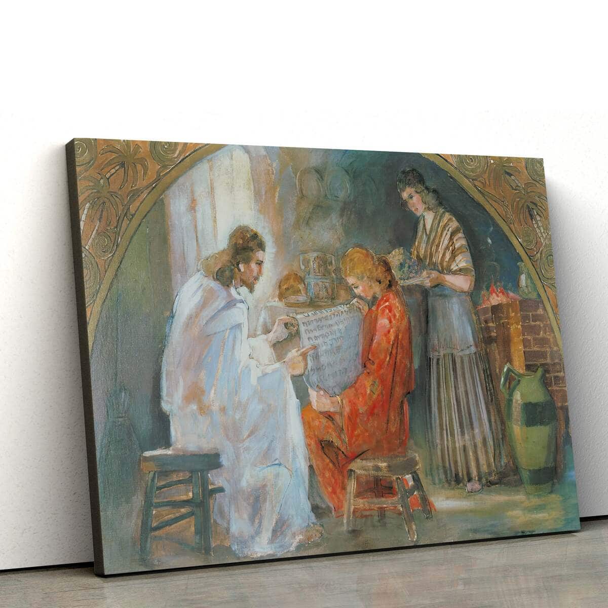Jesus With Mary And Martha Jesus Christian Canvas Wall Art