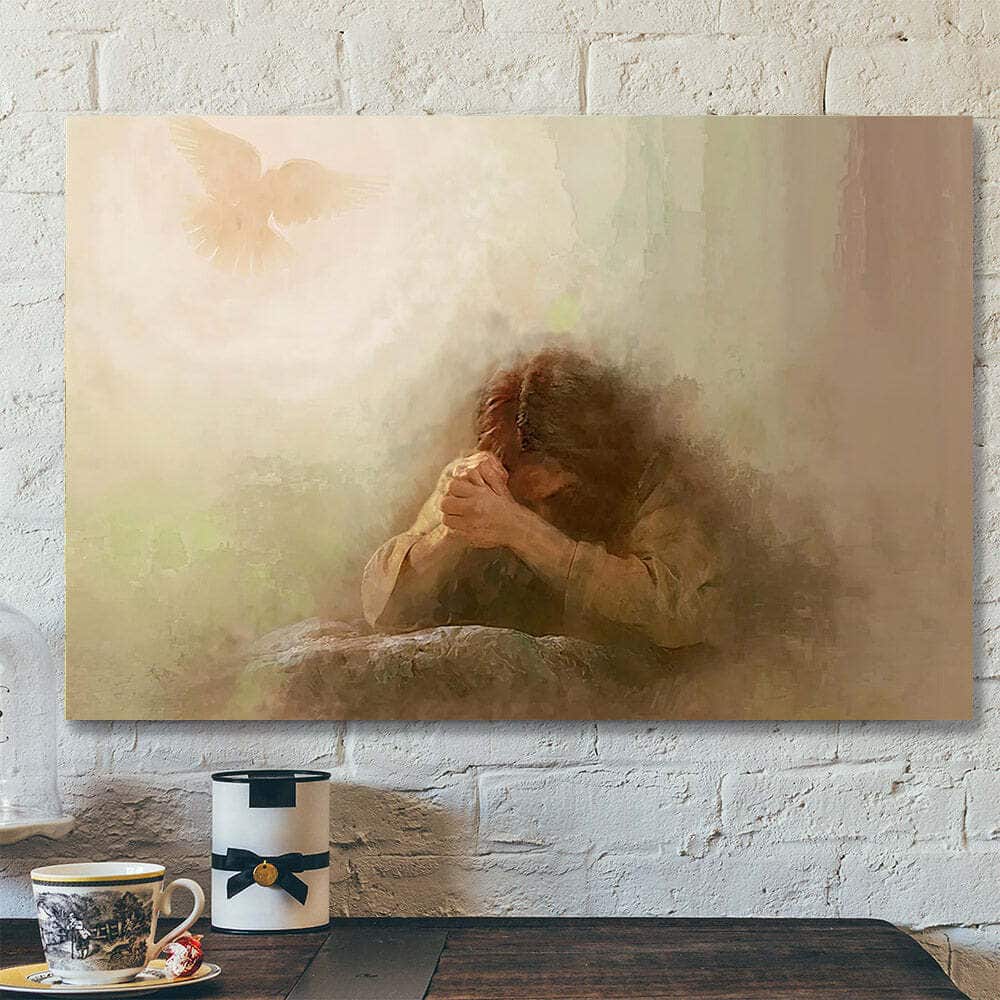 Jesus Christ Praying Holy Spirit Dove Lord Of Prayer Neutral Religious Christian Gift Canvas Wall Art Jesus Christ Praying Holy Spirit Dove Lord Of Prayer Neutral Religious Christian Gift Canvas Wall Art