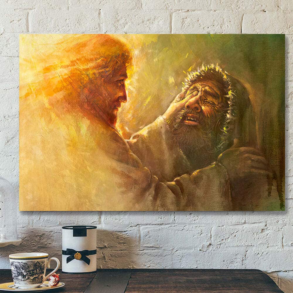 Healing The Blind Man Jesus Heals Man Religious Christian Canvas Wall Art Healing The Blind Man Jesus Heals Man Religious Christian Canvas Wall Art