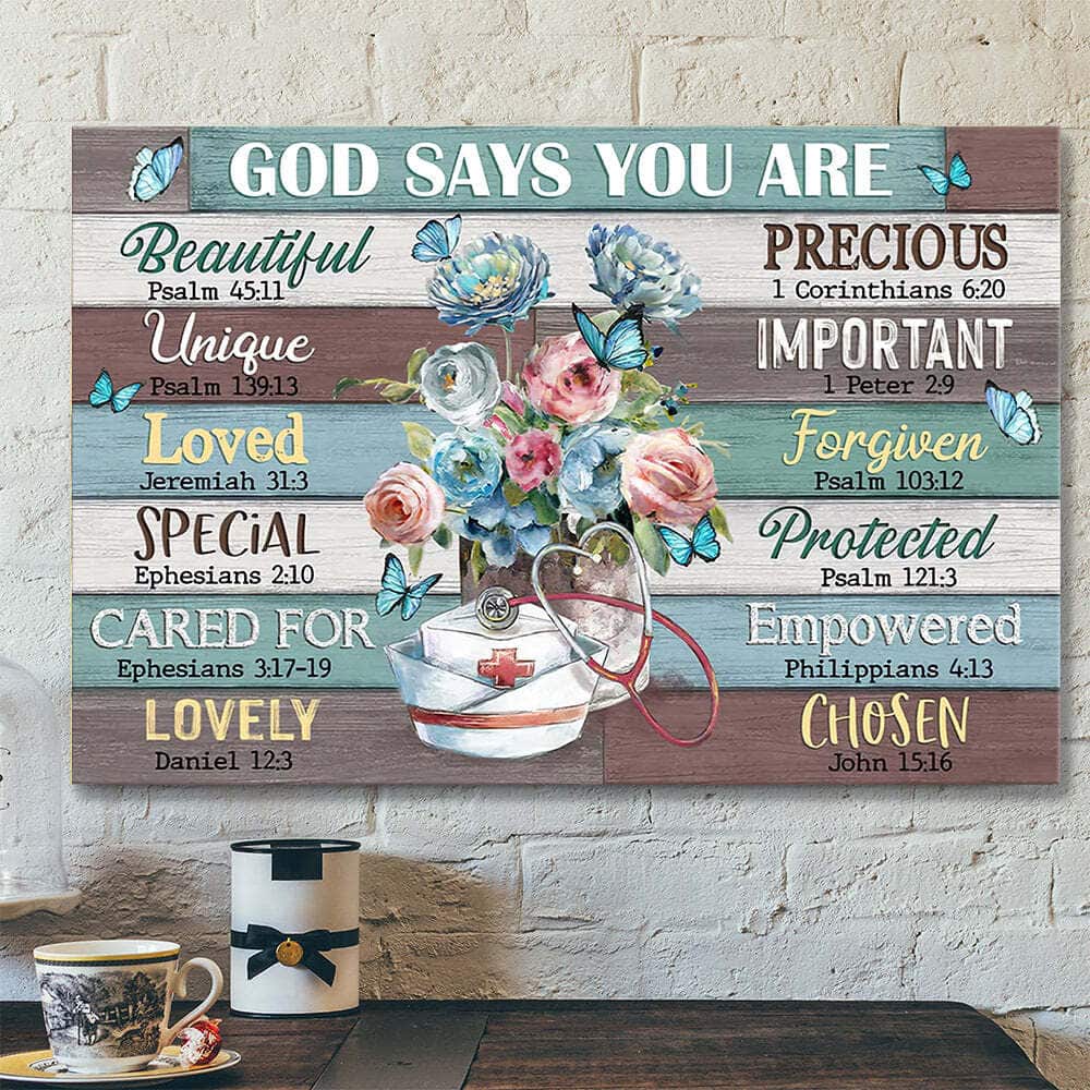 Nurse's Cap God Says You Are Christian Faith Bible Verse Canvas Wall Art Nurse's Cap God Says You Are Christian Faith Bible Verse Canvas Wall Art