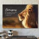 Lion Courageous Bible Verse Christian Religious Canvas Wall Art