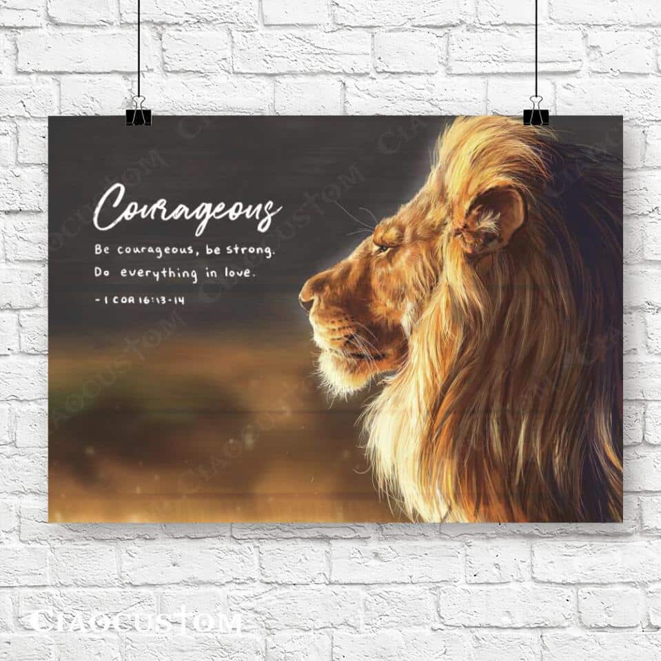 Lion Courageous Bible Verse Christian Religious Canvas Wall Art Lion Courageous Bible Verse Christian Religious Canvas Wall Art