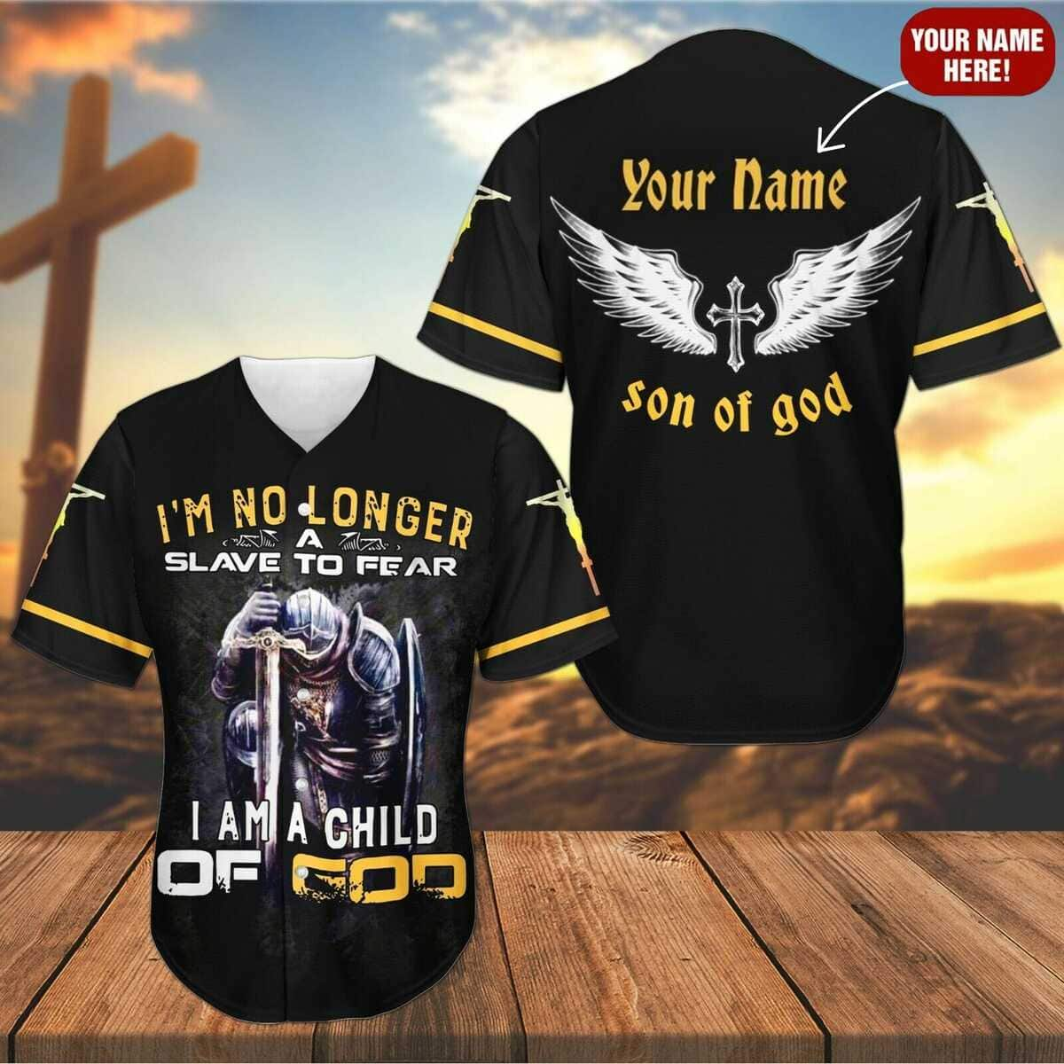 Customize Personalized Cross Angel Wings Child Of God Knight Baseball Jersey