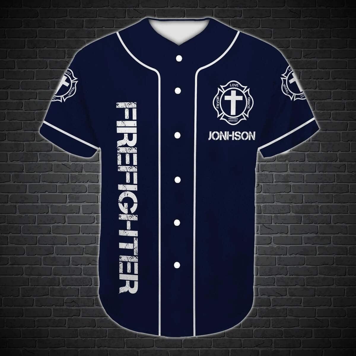 Customize Personalized Cross Jesus Original Firefighter Baseball Jersey Customize Personalized Cross Jesus Original Firefighter Baseball Jersey