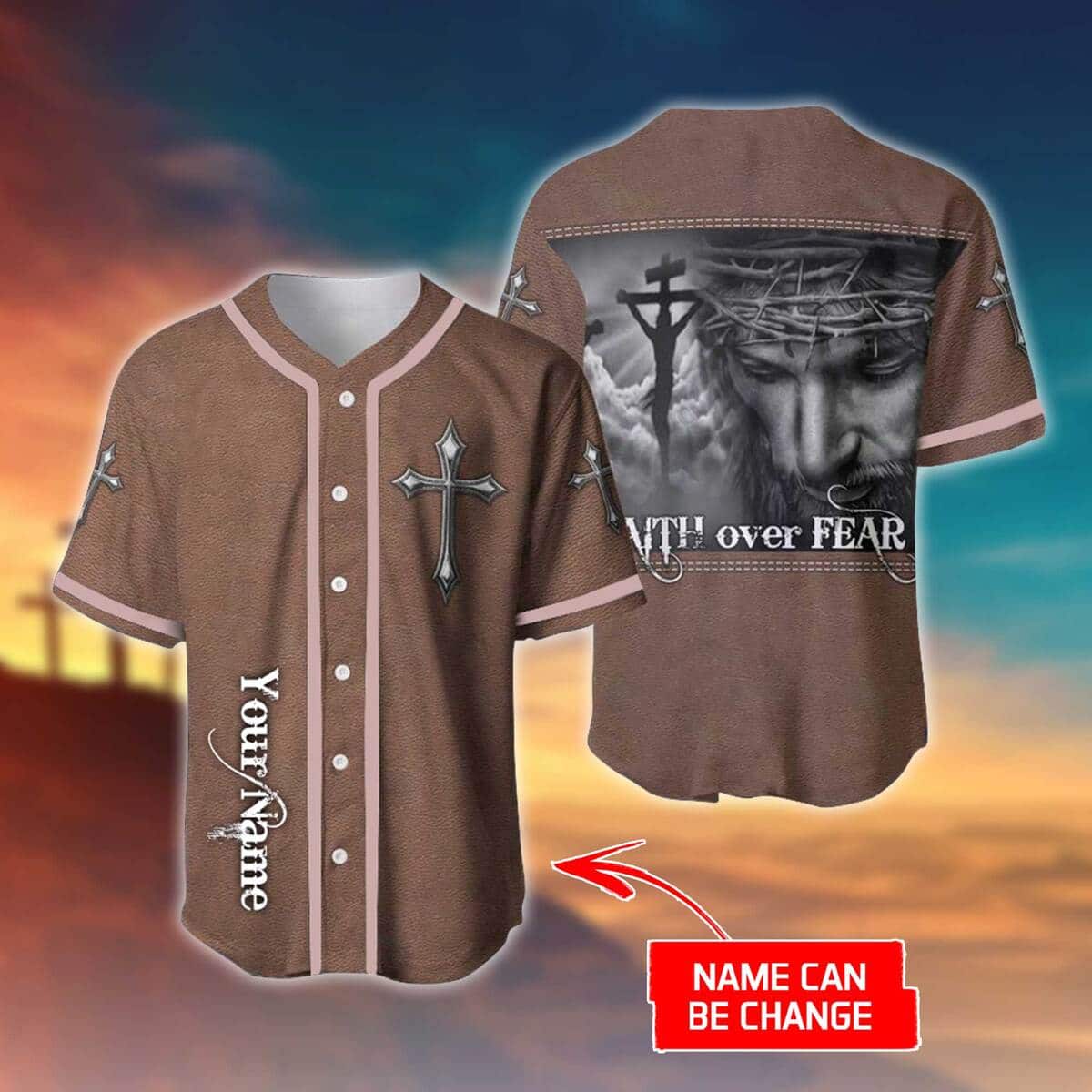 Customize Personalized Cross Christ Faith Over Fear Baseball Jersey Customize Personalized Cross Christ Faith Over Fear Baseball Jersey