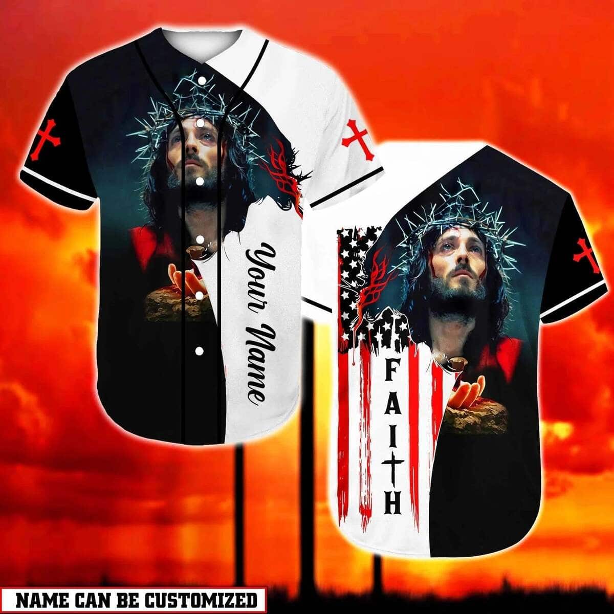 Customize Personalized Cross God American Flag Believe And Have Faith US Flag Baseball Jersey Customize Personalized Cross God American Flag Believe And Have Faith US Flag Baseball Jersey