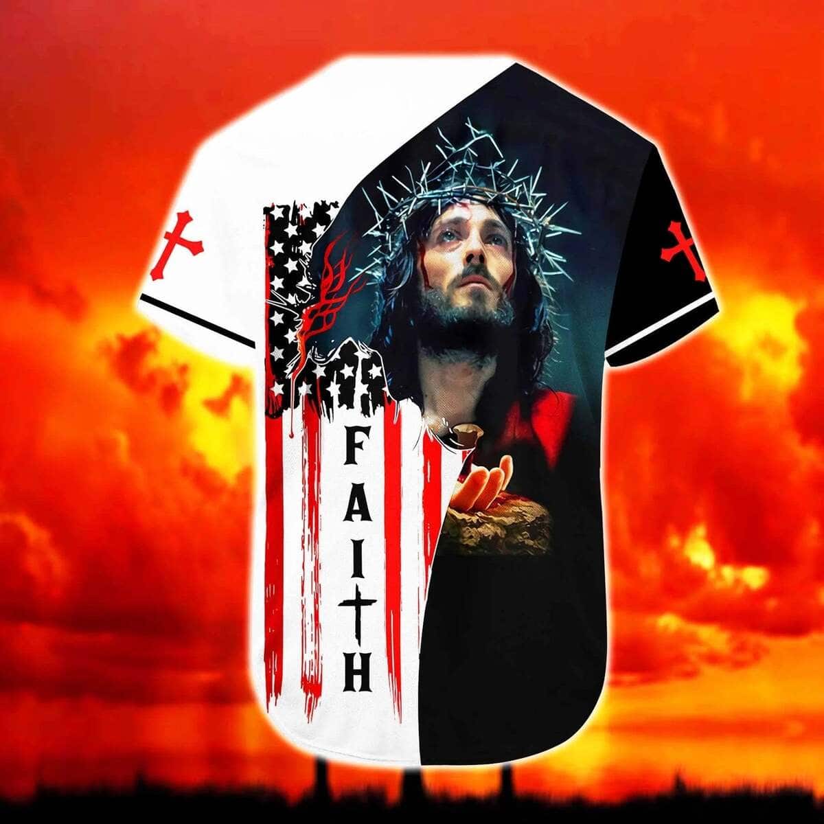 Customize Personalized Cross God American Flag Believe And Have Faith US Flag Baseball Jersey Customize Personalized Cross God American Flag Believe And Have Faith US Flag Baseball Jersey