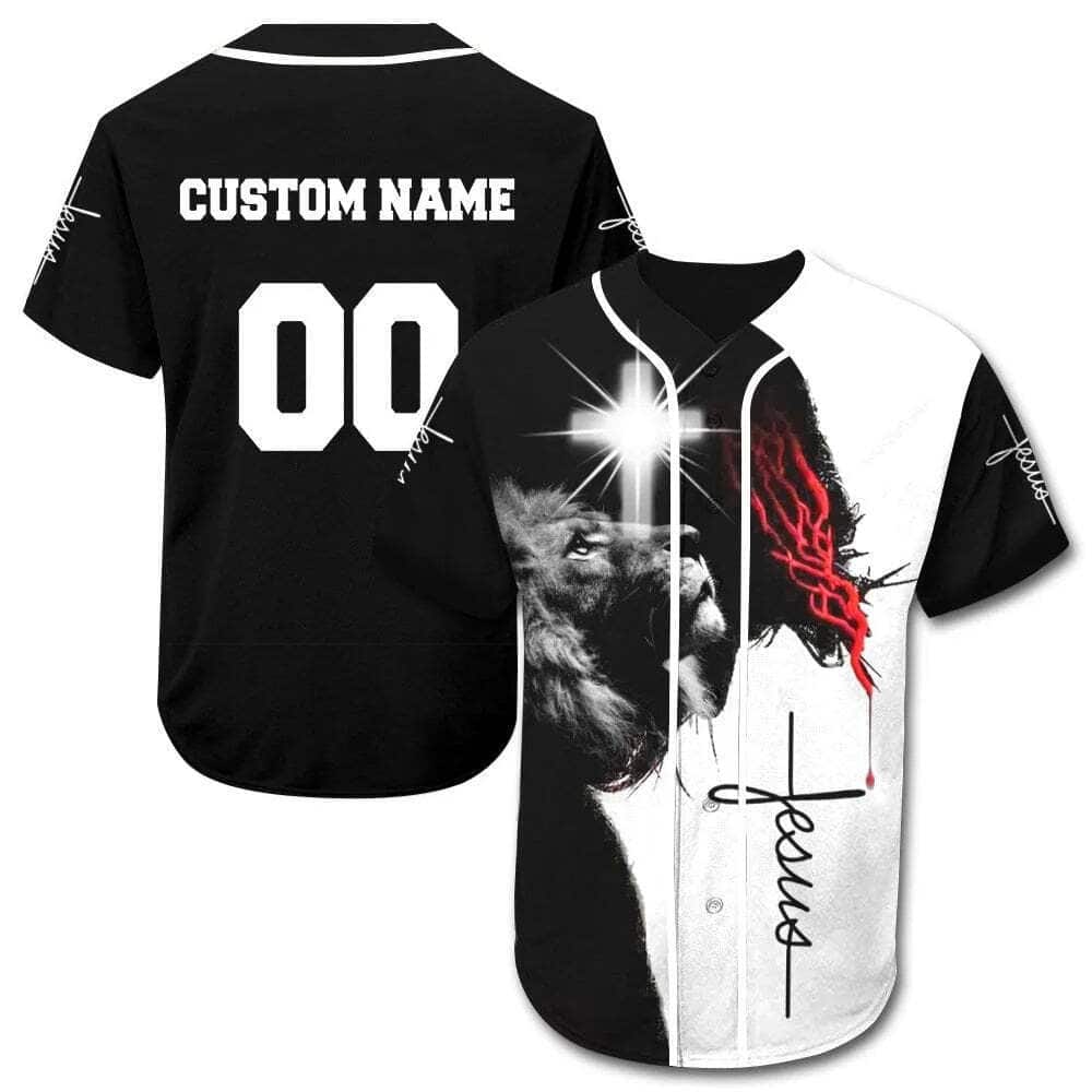 Cross Lion Customize Personalized Christian Jesus Religious Baseball Jersey Cross Lion Customize Personalized Christian Jesus Religious Baseball Jersey