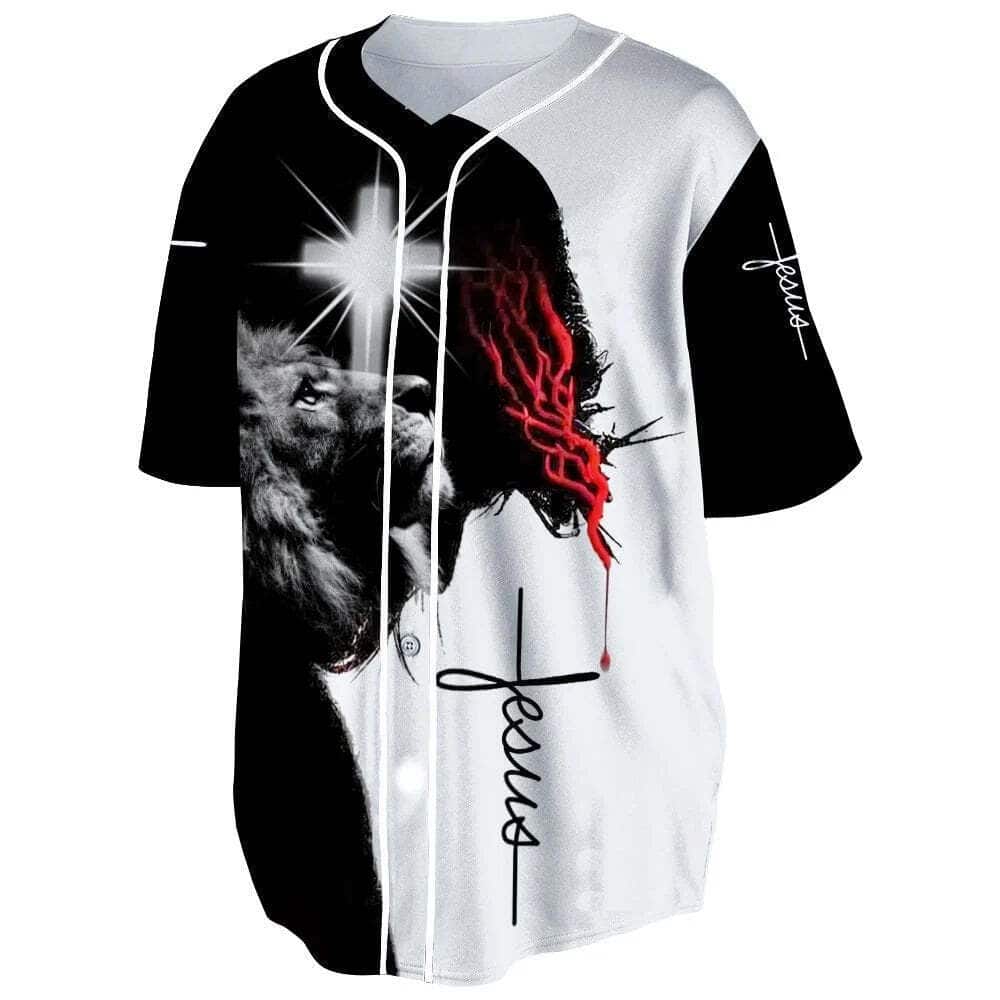 Cross Lion Customize Personalized Christian Jesus Religious Baseball Jersey Cross Lion Customize Personalized Christian Jesus Religious Baseball Jersey