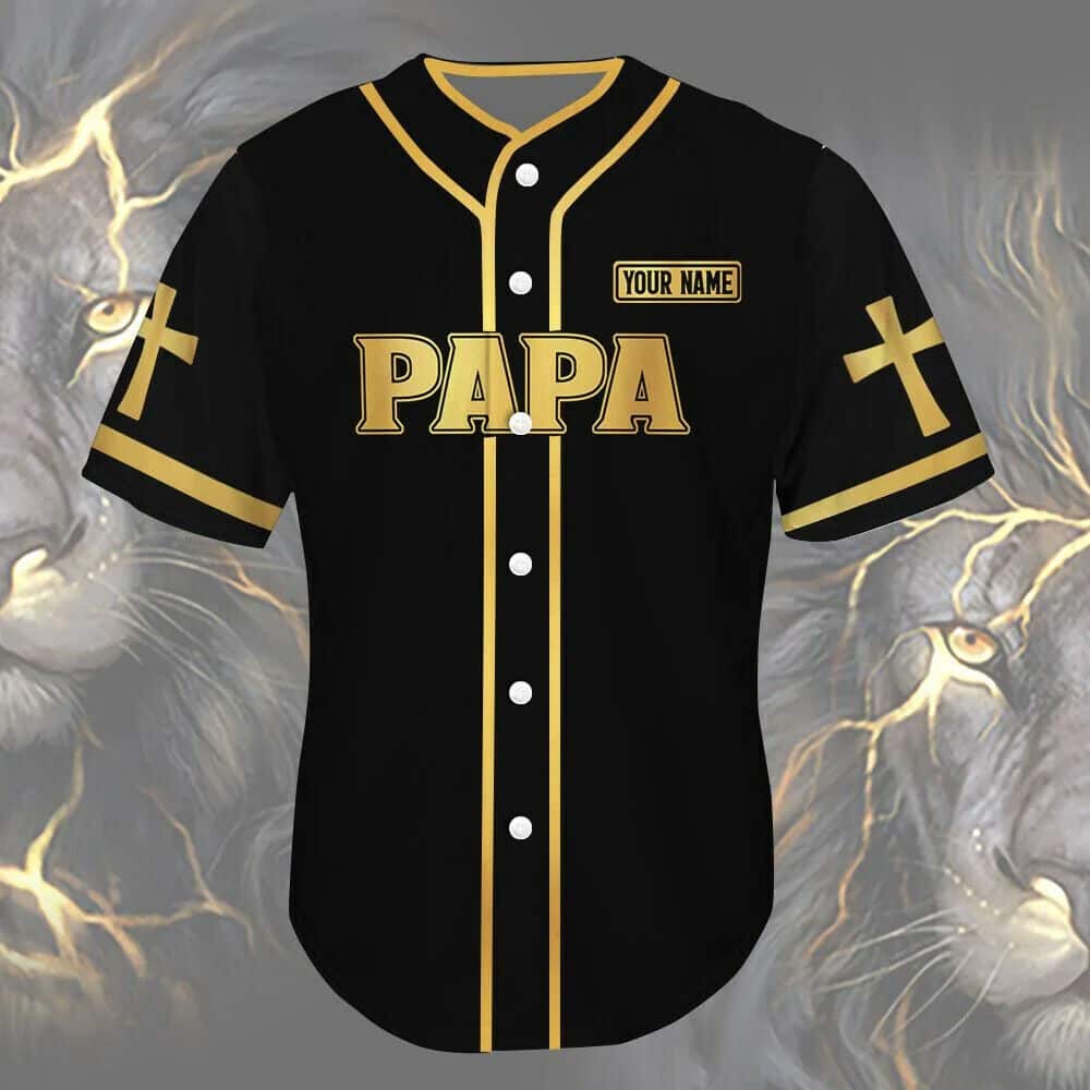 Cross Lion Papa The Man The Legend Customize Personalized Father's Day Baseball Jersey Cross Lion Papa The Man The Legend Customize Personalized Father's Day Baseball Jersey