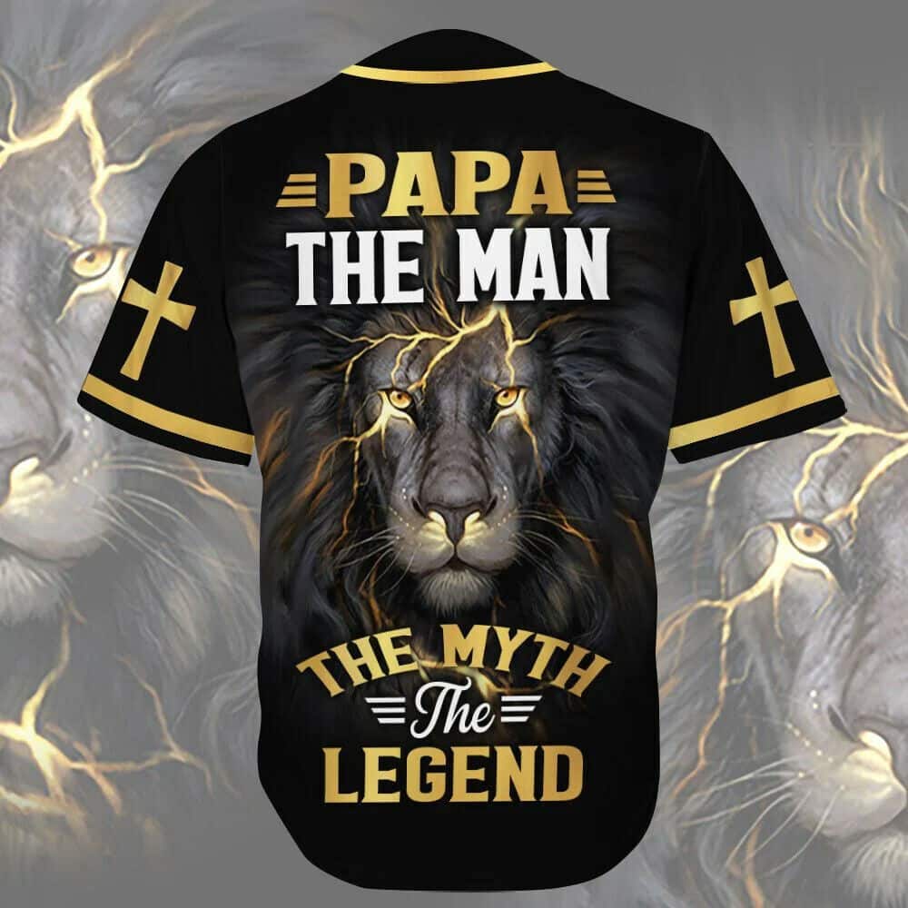 Cross Lion Papa The Man The Legend Customize Personalized Father's Day Baseball Jersey Cross Lion Papa The Man The Legend Customize Personalized Father's Day Baseball Jersey