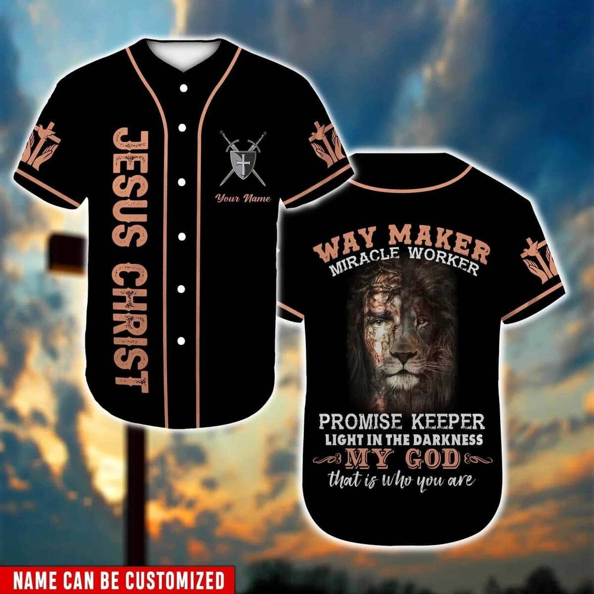 Lion My God Customize Personalized Bible Verse Waymaker Miracle Worker Baseball Jersey