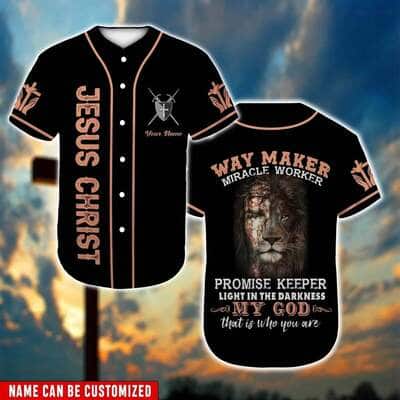 Lion My God Customize Personalized Bible Verse Waymaker Miracle Worker Baseball Jersey