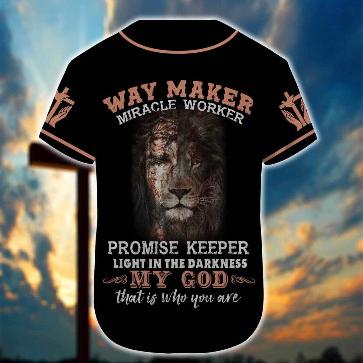 Lion My God Customize Personalized Bible Verse Waymaker Miracle Worker Baseball Jersey Lion My God Customize Personalized Bible Verse Waymaker Miracle Worker Baseball Jersey