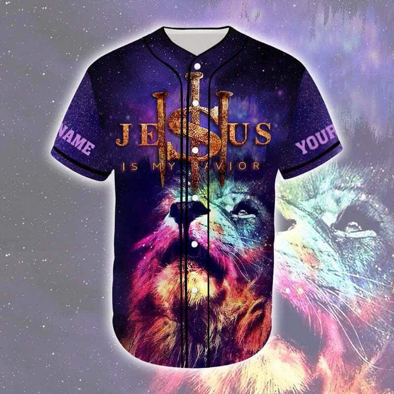 Lion Colorful Jesus Is My Savior Customize Personalized Baseball Jersey Lion Colorful Jesus Is My Savior Customize Personalized Baseball Jersey