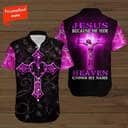 Customize Personalized Pink Cross Because Of Him Heaven Knows My Name Baseball Jersey Customize Personalized Pink Cross Because Of Him Heaven Knows My Name Baseball Jersey