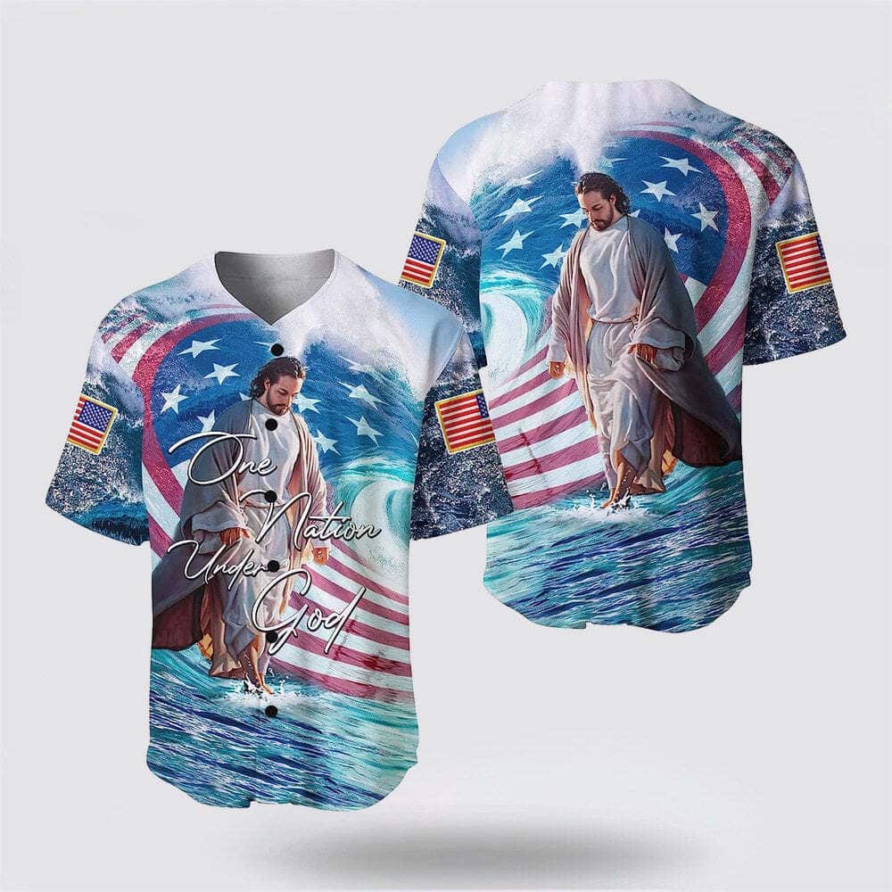 Christian Jesus US Flag One Nation Under God Religious Faith Baseball Jersey Christian Jesus US Flag One Nation Under God Religious Faith Baseball Jersey